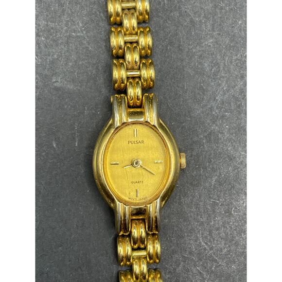 Pulsar Ladies Quartz Watch V810-X003 Bracelet Dress Gold Tone 16mm 6.5" - Picture 1 of 11